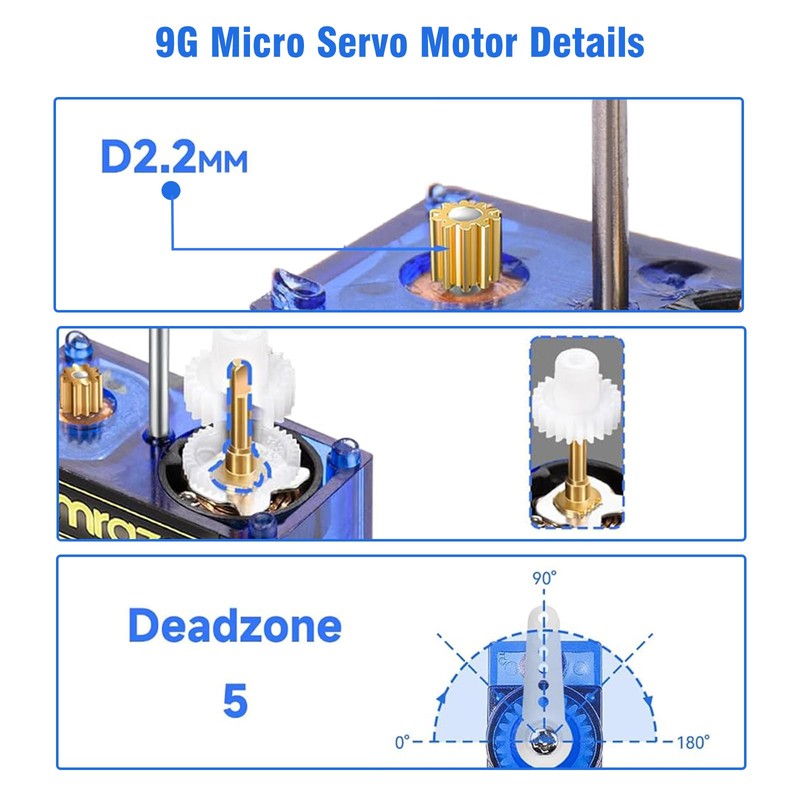 Micro Servo Motor Kit Binghe 6 Pieces 9G Micro Servo