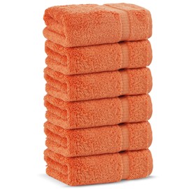 Chakir Turkish Linens | Hotel & Spa Quality 100% Cotton Premium Turkish Towels | Soft & Absorbent (6-Piece Hand Towels, Coral)