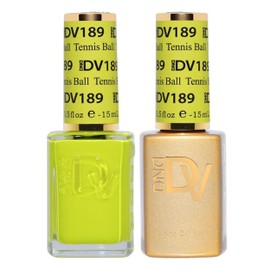 DAISY DND DND Diva Gel Polish Set, First Class Collection, UV/LED Gel Polish and Air Dry Nail Lacquer, Matching Chip-Free Polish Duo, 189 Tennis Ball, 0.5 Fl Oz