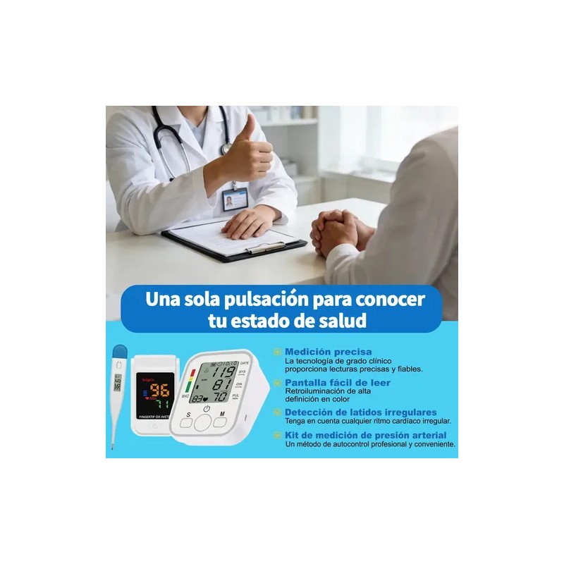 Pulsovital Aparato Para Checar La Presion Kit Termometro Y Oximetro