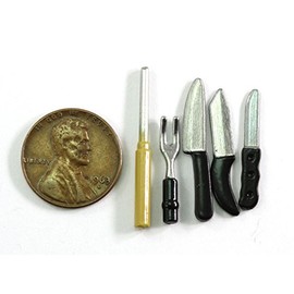 Dollhouse Miniature 1:12 Scale 5 Pc Kitchen Knives SET #G8226