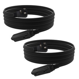 EP 9 Ft 3 Outlet Extension Cord with Flat Plug, 3 Prong Grounded, 16/3 SPT-3 Power Cable for Indoor Use, Black, 2 Pack