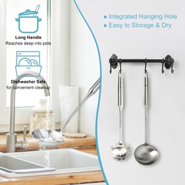 Stainless Steel Pasta Fork and Ladle Spoon Set - Large Soup Ladle, Noodle Spoon Server, Durable Kitchen Cooking Utensils for Serving Spaghetti, Soup, Sauce [Heat Resistance，Integral Forming]