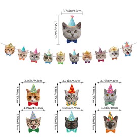 Hoxfly Cat Banner Paper Set, Birthday Party Decoration Set with Cat Motifs, Cat Head Bunting Banner, Cat Hanging Cut-Outs, Hanging Decoration, Reusable Decoration for Party