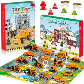 Advent Calendar Children, Advent Calendar 2024 Children's Car Toy from 3 4 5 6 Years Boys Girls Children Christmas Calendar 2024 Christmas Gifts for Filling Construction Site Vehicle Gift for Children