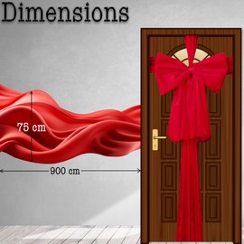 SHATCHI Christmas Red 9m Giant Bow Cover-Front Door Xmas Wedding, Baby Shower Outside Home Decor, Organza, Pack of 1