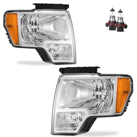 KarSpareHub Headlights Assembly for 2009 2010 2011 2012 2013 2014 Ford F150 Pickup Headlamp Replacement with Blubs (Does NOT fit factory HID models)