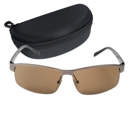 Captain Stag CS-002-3-EH-72 Men's Sunglasses with Sunglasses Case, Metal Frame, Brown