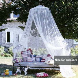 SZHTFX White Mosquito Mesh Net for Bed Canopy,Large Dome Hanging Bed Net Tent for Double/Single Bed,12 Meter Coverage Ideal for Home Or Holidays (White)