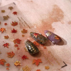 Maple Leaf Nail Stickers 5D Embossed Nail Decals Fall Design Nail Supplies Gold Leaf Stickers for Women Nails Decorations Thanksgiving Day Nails Accessories 1PCS
