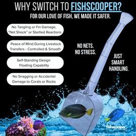 Fish Scooper, Fish Net Tool for Transfers, Fish Traps, Coral Dipping, Inspections Container, Photography, Saltwater & Freshwater Aquarium