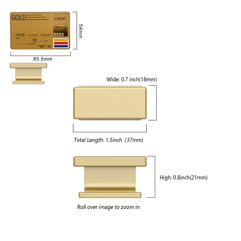 Amerdeco 10 Pack Brushed Gold Cabinet Knobs 1.46 Inch(37mm) Single