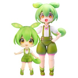 PLUM PP196 Prafia Zundamon Mini Figure Included Set, Total Height: Approx. 3.9 inches (100 mm), 1/12 Scale, Color-coded Plastic Model Assembly Kit