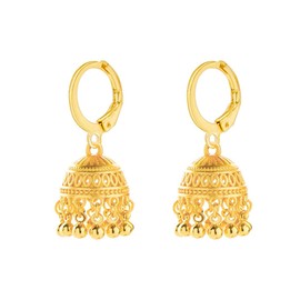 Gold Indian Jhumki Bell Hoop Vintage Statement Earrings for Women Retro Ethnic Bohemian Hollow Jhumka Round Bells Tassel Dangle Drop Earring Bollywood Traditional Boho Gypsy Huggie Hoops Jewelry Gift