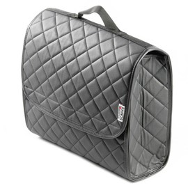 rhinos autostyling COMPATIBLE WITH FORD PUMA MILD HYBRID - Durable Boot Tidy Tool Declutter Organiser Compact Storage Car Trunk Anti Slip Bag Leather Quilted Grey Square - Gift Idea