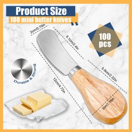 Yaure Joy 100 Pcs Cheese Spreader Knives with Wooden Handle Stainless Steel Butter Spreader Charcuterie Boards Accessories for Hotels Family Weddings