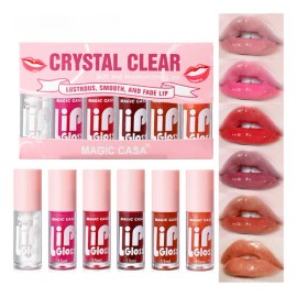 Set De 6 Brillos Labiales Cristal Hidratantes Y Duraderos