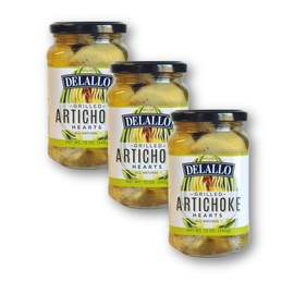 DeLallo Grilled Artichoke Hearts, Packed in Oil, Gourmet Appetizer for Charcuterie & Antipasto Platters, Kosher, Non-GMO, Gluten Free, 12 oz Jar, (3 Pack)