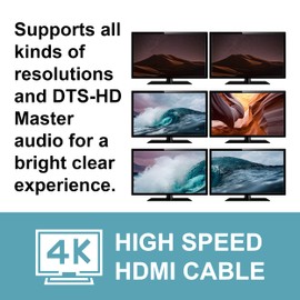 C2G Cable HDMI, cable HDMI 4K de alta velocidad, 60Hz, negro, 6 pies (1.82 metros), cables to Go 21001 (paquete de 2)