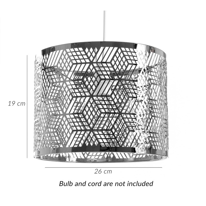 Innoteck Modern Decorative Cube-Pattern Chrome Metal Drum Shade, Multi-Functions for