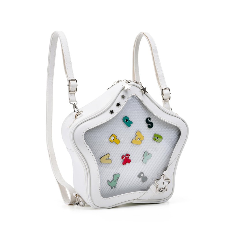 Aunewrick Star-Shaped Ita Bag, Star Purse Pin Backpack PU Cute