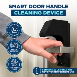 Anti-Germ Dome UVC Light Door Handle Cleaner with 3 UV-C LEDs | Motion Sensor, Quick Install, Rechargeable & Child Lock | Fits ADA Lever Handles | For Hospitals, Schools, Gyms, Offices & Restaurants