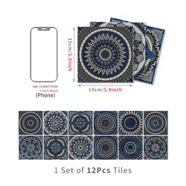 ViibXfans 6x6 Tile Decor,Peel and Stick Wall Decals,Waterproof Tiles Stick on Backsplash for Kitchen,Bathroom,Cabinets(12 Sheets)