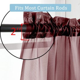 OWENIE - Cortinas transparentes de 45 pulgadas de largo, cortinas de filtrado de luz, cortinas para cocina, recámara, paneles cortos, bolsillo para barra, 2 paneles, cortinas para café, ventana pequeña, 42 pulgadas de ancho x 45 pulgadas de largo, color 