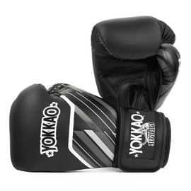 Yokkao Muay Thai Boxing Gloves - Essential Gloves for Beginners Men & Women Microfiber Leather Multi-Layered Foam Padding & Secure Fit (Essential Black, 10oz)
