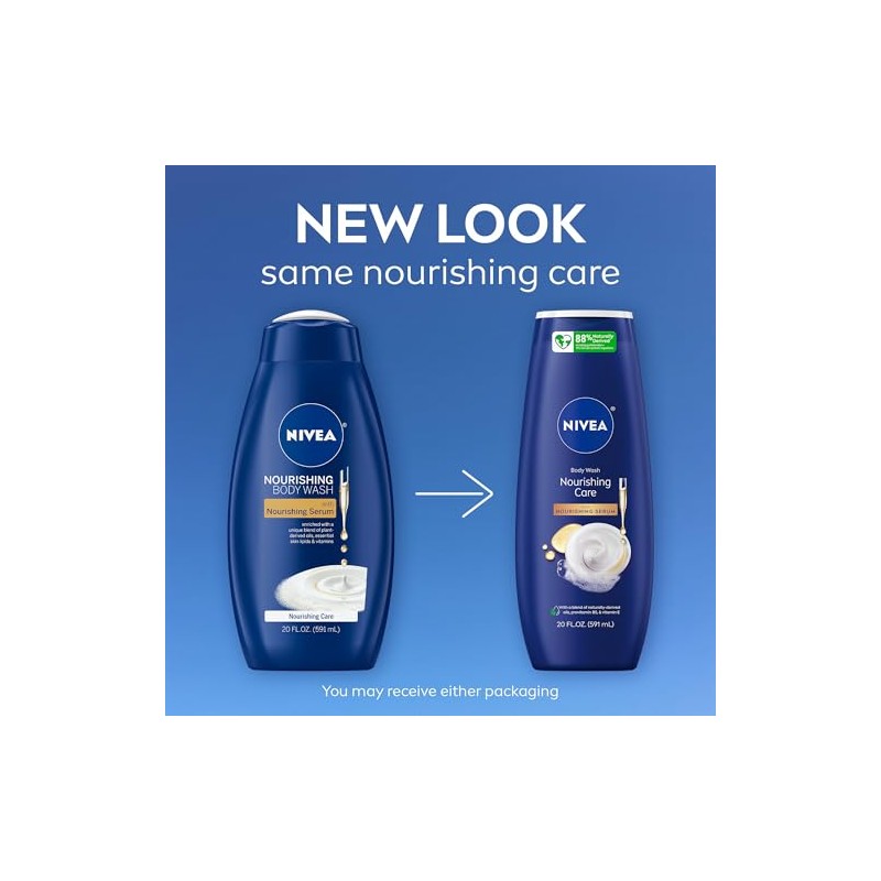 NIVEA Nourishing Care Body Wash with Nourishing Serum, 20 Fl