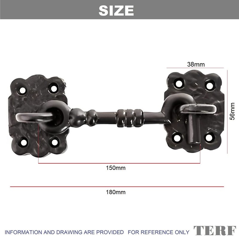 TERF® 150mm Heavy Duty Antique Black Cabin Door Hook and