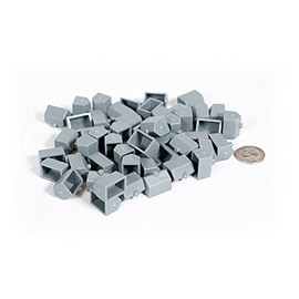 Plastic Houses: Grey Color Board Game Replacement House (Colored Miniature Town & City Buildings, Board Game Playing Pieces) | 50 Pieces