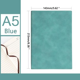 BE-TOOL A5 PU Leather Journal Notebook Soft Pu Leather Cover Lined Notebook Pocket Business Notebook Notepad 100 Pages Per Book for Office Home Business(Blue)