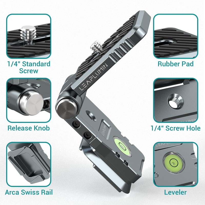 Leaplumin Foldable DSLR Camera L Bracket，Lightweight Camera L Bracket Vertical