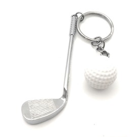4Trails Golf Mini Racket Ball Pendant Keychain, Metal Golf Clubs Keyring, Creative Sports Football Lucky