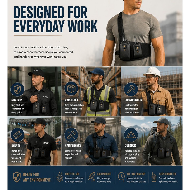 Radio Chest Harness, Canvas and Leather Radio Holster