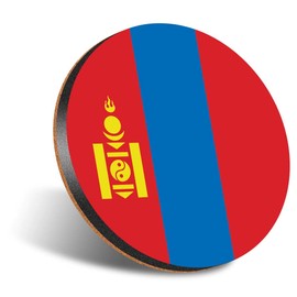1 x Round Jumbo Size Coaster 12cm Mongolia Flag Travel Holiday Adventure Cork Backed MDF Glossy Tea Coffee Accessory #58828