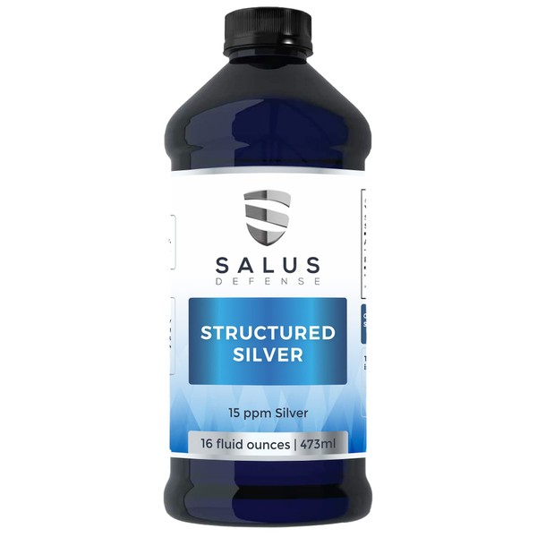 Salus Defense Structured Silver Liquid - Daily Immune Support Supplement with 15ppm Advanced Structured Silver Technology - All Natural with No Additives - 16 Ounce Bottle