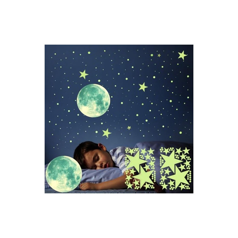 127Pcs Estrellas fluorescentes para techo, Pegatinas Estrellas de Pared(B)