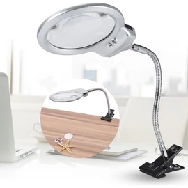 Lupa LED de Mesa con Cuello Flexible y Doble Aumento para Manualidades y Maquillaje
