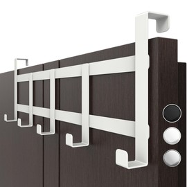 Menz Door Coat Rack for Hanging, White, Space Saving Door Hooks, Durable Coat Hooks, Door, Universal Door Hook Rail for DE Doors, Heavy Duty Hooks for Hanging