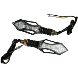 MotorToGo Black LED Motorcycle Turn Signals Clear Lens Black Arrow LED Turn Signals Lights Blinkers Compatible for 2016 Yamaha FZ07