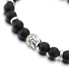 COOLSTEELANDBEYOND Matt Black Onyx Mens Boys Stretchable Bead Bracelet with