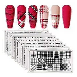 Born Pretty Juego De Platos De Estampado Para Decoración De Uñas Plaid F