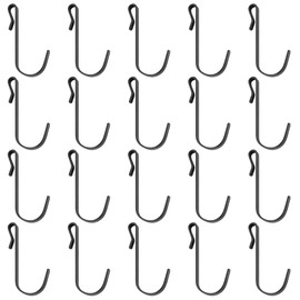 RiseDirectly Stainless Steel J-Shaped Hooks 20Pcs Clip-On Hanging Hooks Black Heavy Duty Shelf Hook for Wire Rack/Sink Grid/Shelves, Sink Grid Shelf Hook Suitable for Kitchen, Bedroom & Office