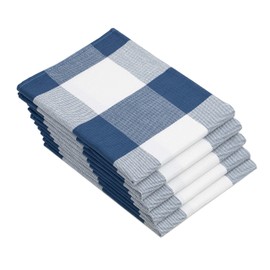 ZOLLNER Set of 5 Tea Towels with Checked Design, Approx. 50 x 70 cm, Blue/White Checked