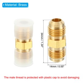 PATIKIL 5/16" Male Flare x 5/16" Male Flare Connector, 2 Pieces SAE 45 Degree Flare Brass Adapter Union Pipe Coupling Flare Pipe Fitting for Air Gas Pipes