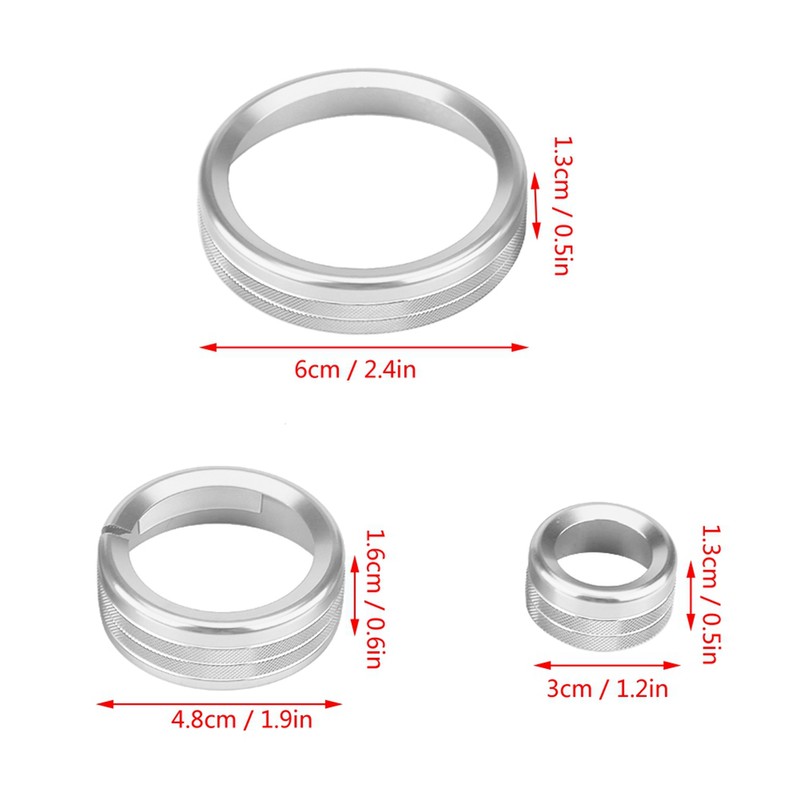 3Pcs Car Center Control Multimedia Knob Circle Cover Trim for