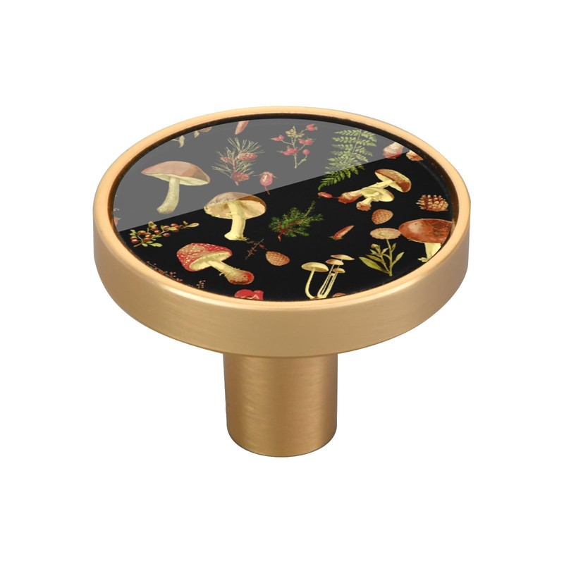 YETTASBIN Forest Mushroom Cabinet Knobs 4 Pack, Round Drawer Dresser