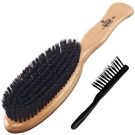 Kent CS1B Clothes Brush, Fabric Lint Remover for Cotton, Wool, Suede and Silk, Pure Black Bristles Handcrafted Two Tone Cherrywood Veneer Remover for Dust, Fluff and pet Hair. Made in England